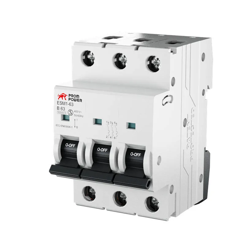 Автоматический выключатель ESM1-63/B20/3 (10kA), 20A, характеристика B, количество полюсов: 3P