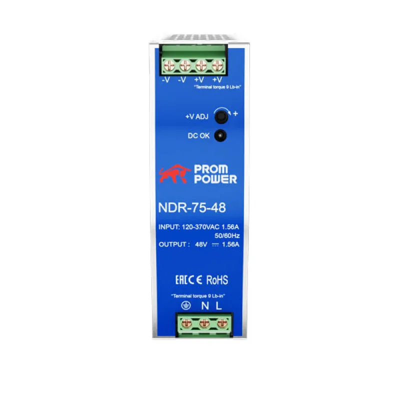 Источник питания NDR-75-48, на выходе 48 В DC, 1.6 А, 75 Вт. Входное 85-264 В AC ( 120-370 В DC)