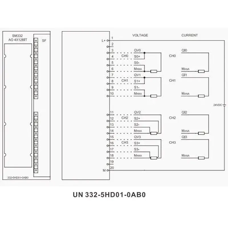 UN 332-5HD01-0AB0 МОДУЛЬ АНАЛОГОВОГО ВЫВОДА SM332 4AO, 12 bits