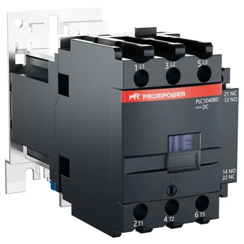 Контактор Prompower PLC1D40BD серии Pulse, ток 40А, 3 полюса, доп контакт 1НО+1НЗ, катушка 24DC