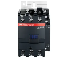 Контактор PROMPOWER PLC1D40BD серии Pulse, ток 40А, 3 полюса, доп контакт 1НО+1НЗ, катушка 24DC