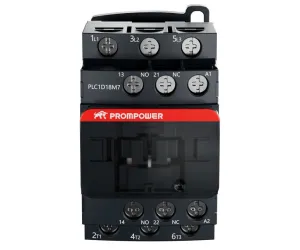 Контактор PROMPOWER PLC1D18M7 серии Pulse, ток 18А, 3 полюса, доп контакт 1НО+1НЗ, катушка 230AC
