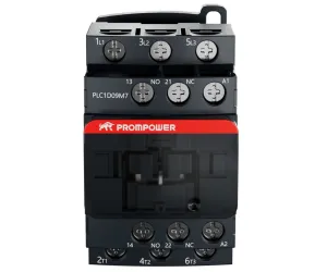 Контактор PROMPOWER PLC1D09M7 серии Pulse, ток 9А, 3 полюса, доп контакт 1НО+1НЗ, катушка 230AC
