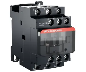 Контактор PROMPOWER PLC1D12BD серии Pulse, ток 12А, 3 полюса, доп контакт 1НО+1НЗ, катушка 24DC