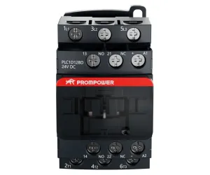 Контактор PROMPOWER PLC1D12BD серии Pulse, ток 12А, 3 полюса, доп контакт 1НО+1НЗ, катушка 24DC