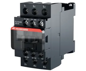 Контактор PROMPOWER PLC1D32BD серии Pulse, ток 32А, 3 полюса, доп контакт 1НО+1НЗ, катушка 24DC