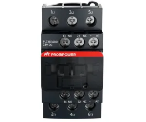 Контактор PROMPOWER PLC1D32BD серии Pulse, ток 32А, 3 полюса, доп контакт 1НО+1НЗ, катушка 24DC