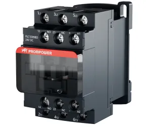 Контактор PROMPOWER PLC1D09BD серии Pulse, ток 9А, 3 полюса, доп контакт 1НО+1НЗ, катушка 24DC