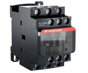Контактор PROMPOWER PLC1D09BD серии Pulse, ток 9А, 3 полюса, доп контакт 1НО+1НЗ, катушка 24DC