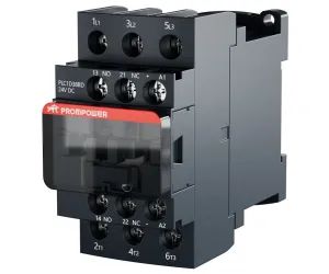 Контактор PROMPOWER PLC1D38BD серии Pulse, ток 38А, 3 полюса, доп контакт 1НО+1НЗ, катушка 24DC