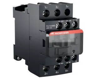 Контактор PROMPOWER PLC1D38BD серии Pulse, ток 38А, 3 полюса, доп контакт 1НО+1НЗ, катушка 24DC