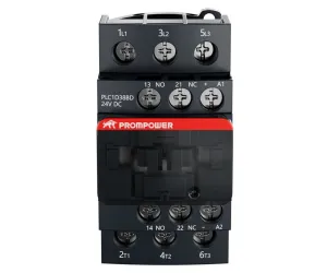 Контактор PROMPOWER PLC1D38BD серии Pulse, ток 38А, 3 полюса, доп контакт 1НО+1НЗ, катушка 24DC