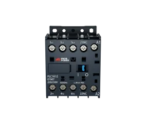 Миниконтактор Prompower PLC1K1201M7 серии Pulse, ток 12А, 3 полюса, доп контакт 1НЗ, катушка 230AC