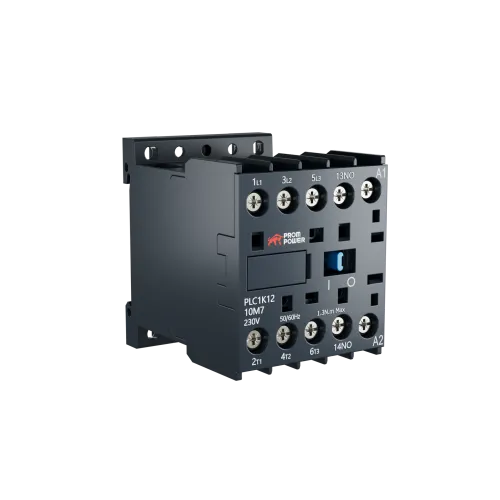 Миниконтактор Prompower PLC1K1210M7 серии Pulse, ток 12А, 3 полюса, доп контакт 1НО, катушка 230AC