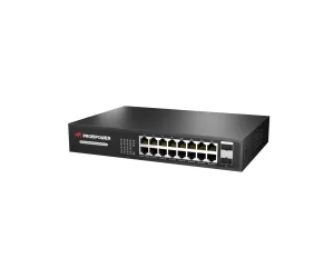 Промышленный коммутатор PROMPOWER PPS-1G18230, 18 портов, 16*10/100/1000M RJ45 POE + 2*10/100/1000M