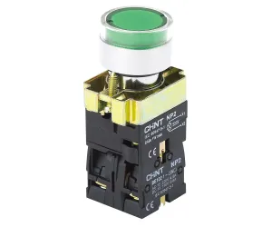 Кнопка управления NP2-BW3365 плоская, зеленая, 1НО+1НЗ, AC/DC230В (LED), IP40 574365