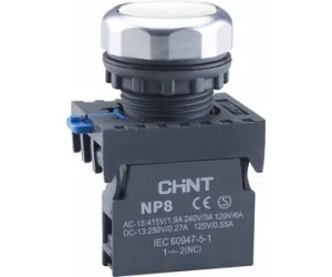 Кнопка управления NP8-10BND/1 подсветка, самовозв, белый, AC110-230В(LED), 1НО, IP65 667643