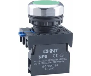Кнопка управления NP8-10BND/3 подсветка, самовозв, зеленый, AC110-230В(LED), 1НО, IP65 667584