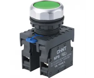 Кнопка управления NP8-11BND/3 с подсветкой , зелёная , 1НО+1НЗ, АС110В-230В(LED) IP65 667123