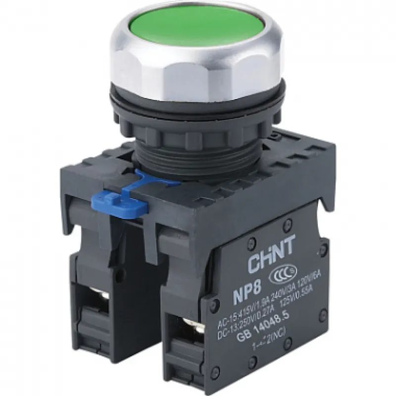Кнопка управления NP8-11BND/3 с подсветкой , зелёная , 1НО+1НЗ, АС110В-230В(LED) IP65 667123